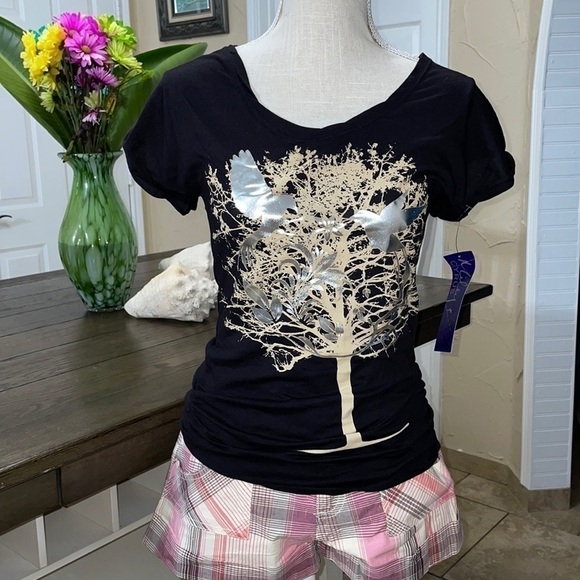 NWT LEI Pink Plaid shorts- Barbiecore - size 9 - Picture 10 of 10